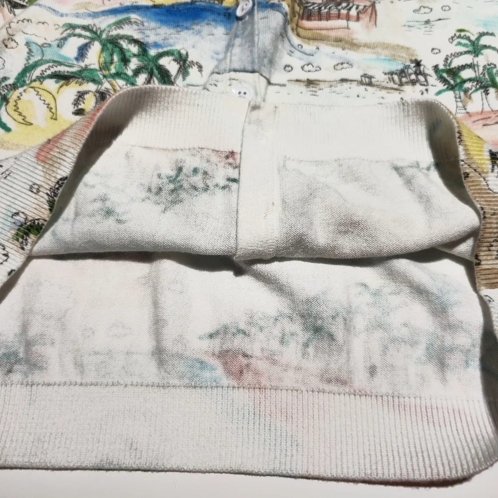 Talbots Coastal Scene Button-Front Shirt - Size Small Petite - Picture 7 of 7